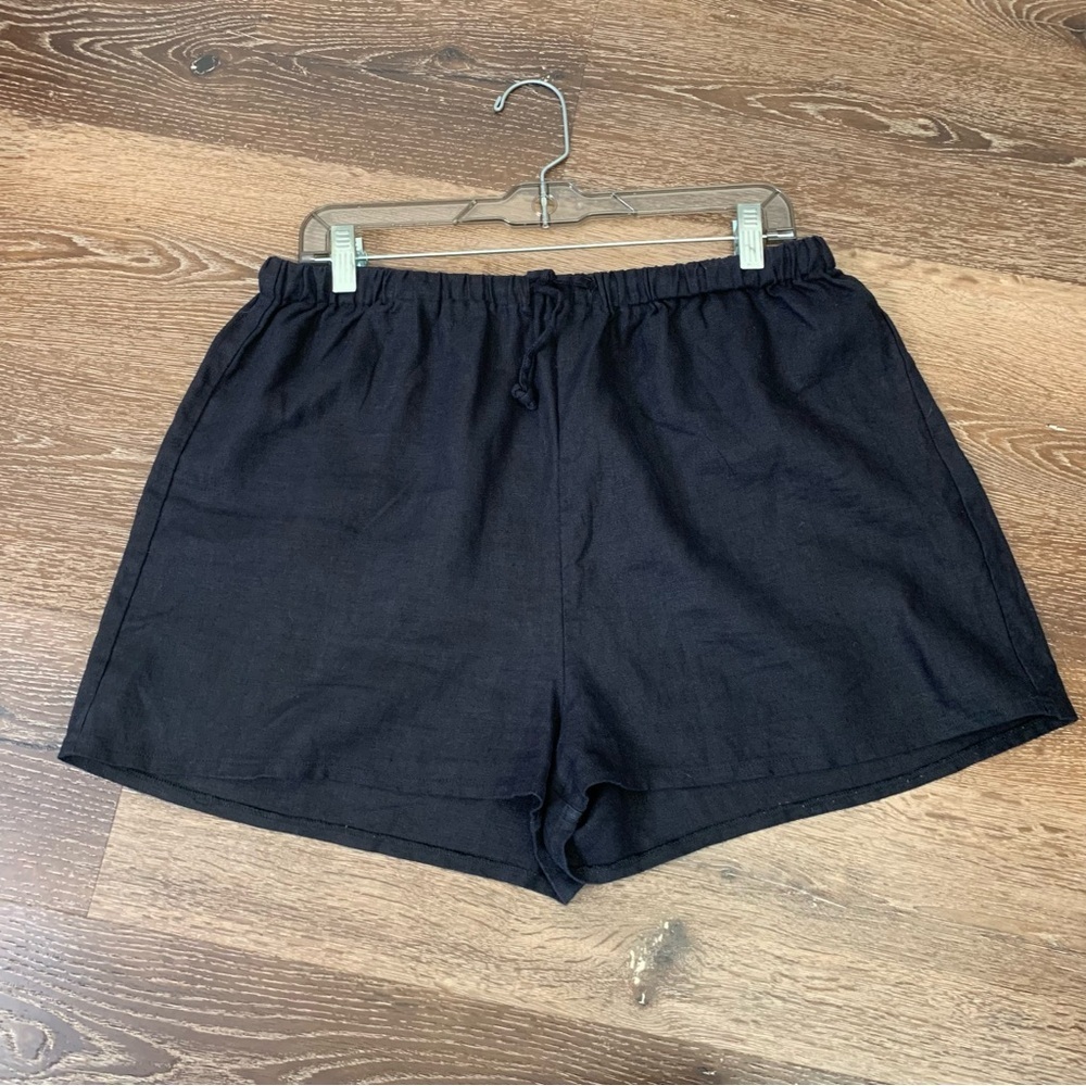 Reformation Womens black 100% linen drawstring shorts XL